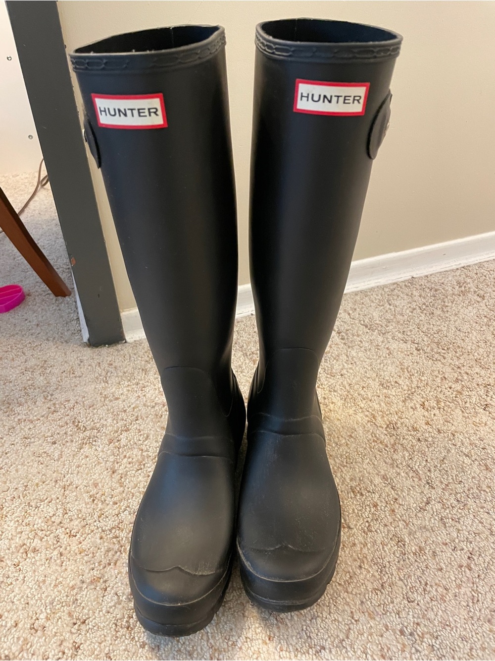 Hunter matte black original tall rain boots